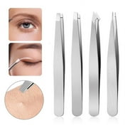 YiFudd Eyebrow Tweezers Set 4 Piece Stainless Steel Hair Plucker For Women Multi-purpose Tweezers for Women \u0026 Men, Multi-purpose as Eyebrows Facial Hair Ingrown Hair Removal